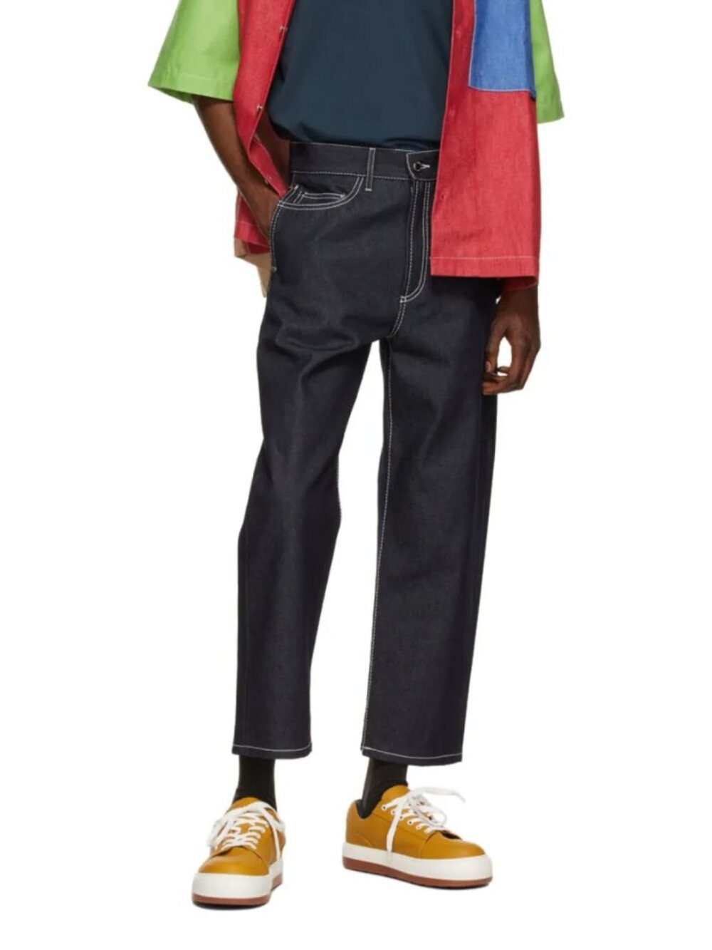 Sunnei contrast stitch denim pants